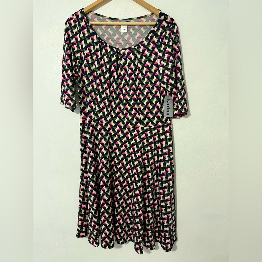Karma Pink and Black Geometric Midi Dress new with tags - Picture 12 of 12
